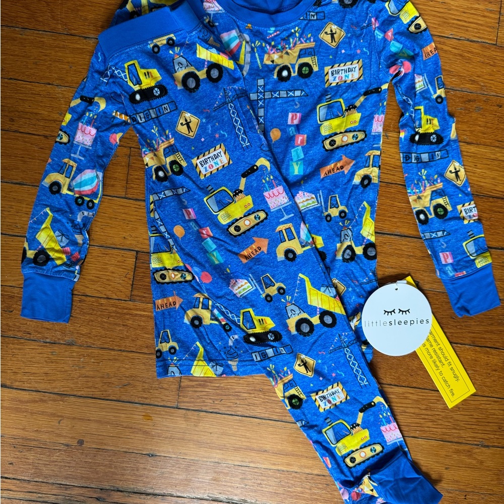 Little Sleepies Birthday Builders Long Sleeve Bamboo Pajamas NWT 5/6